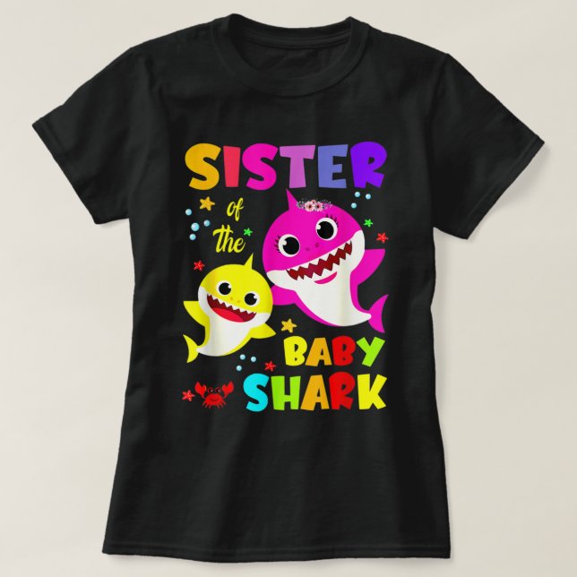 Syster Shark Birthday Sister Shark Family Mor T Shirt (Design framsida)