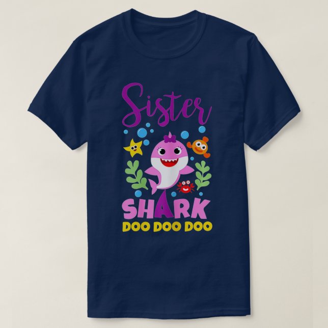 Syster Shark Gift Cute Baby Shark Family Matching T Shirt (Design framsida)