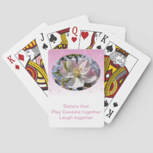 Syster som Play Canasta Together Apple Blommar Casinokort