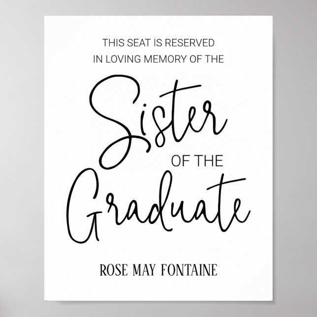 Syster till examensminnes-reserverad stol poster (Framsidan)