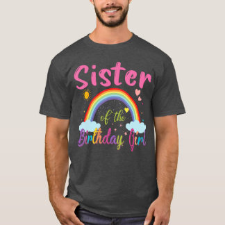 Syster till födelsedagsflickan Regnbåge Födelsedag T Shirt
