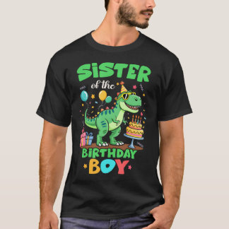 Syster till födelsedagspojken T Rex dinosauriefami Shirt