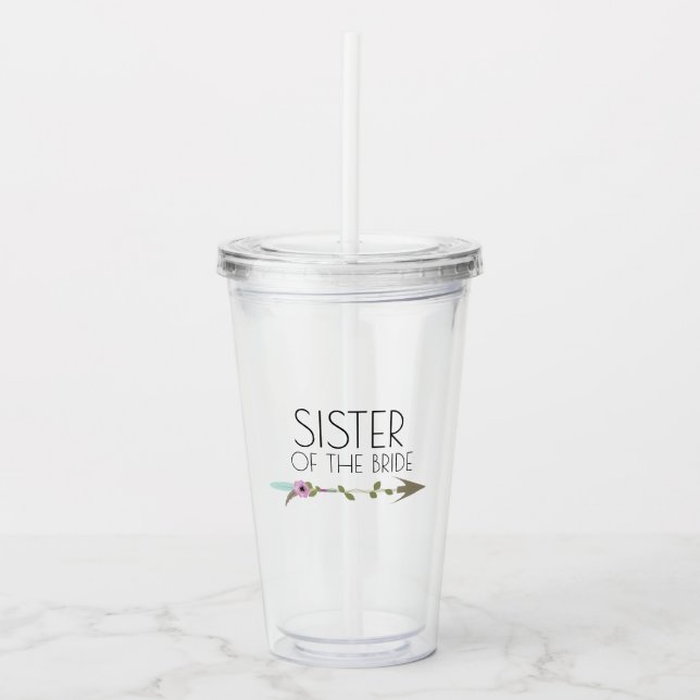 Syster Tribal Blommig Pil Bröllop Bachelorette Take Away Mugg (Framsida)