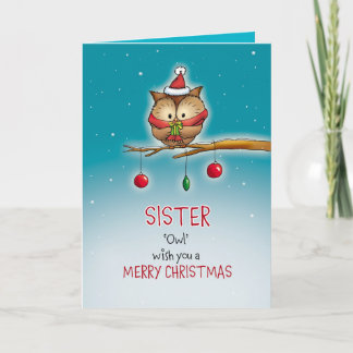 Syster, uggla önskar dig ett God jul Helgkort