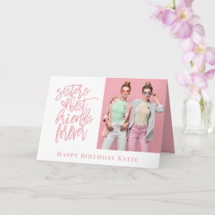 Systerbästa vänner för foto-Rosa-födelsedagen Kort