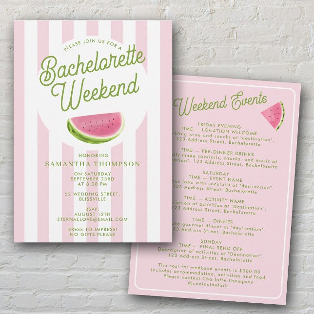 Systerbrud Itinerary Bach Weekend Retro Sommar Inbjudningar (Bachelorette Itinerary Bach Weekend Retro Summer Invitation)