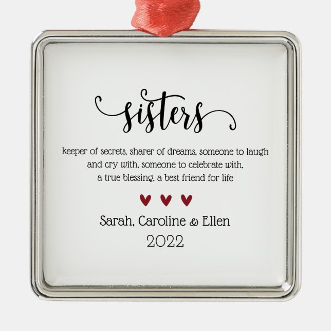 Systerdefinition, Anpassningsbar jul Julgransprydnad Metall (Framsidan)