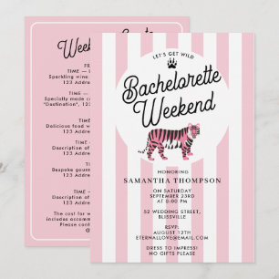 Systerfest Itinerary Bach Weekend Retro Leopard Inbjudningar