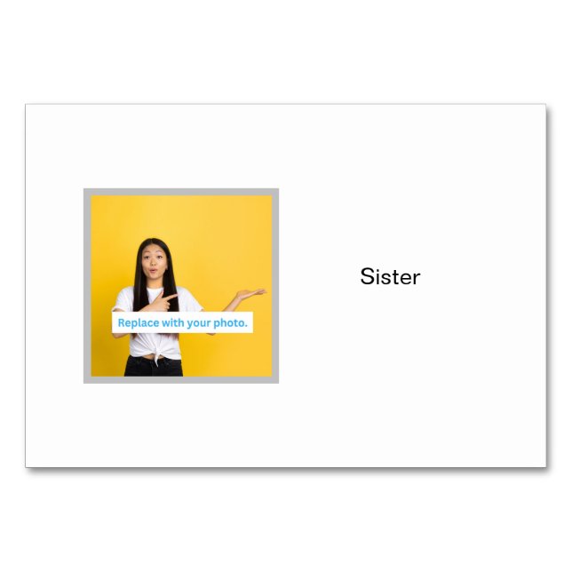 Systerfoto på Personlig Family Flashcards Bordsnummer (Framsidan)
