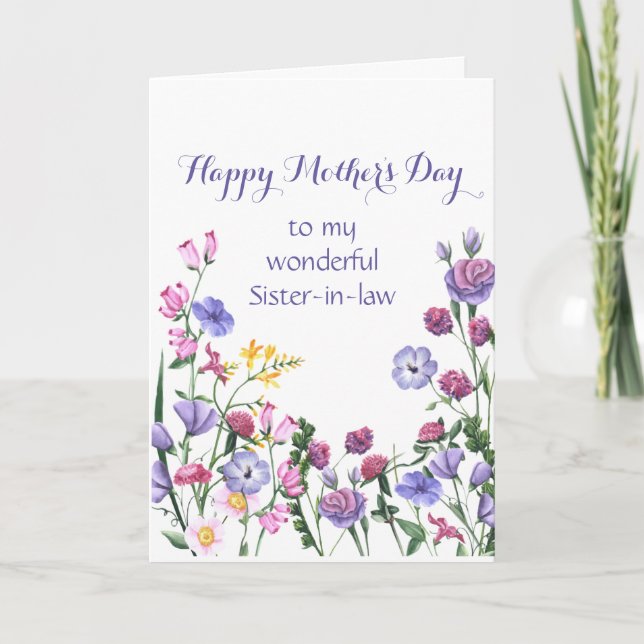 Systerfru Glad mors dag Färgglada blommor Helgkort (Framsida)