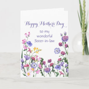 Systerfru Glad mors dag Färgglada blommor Helgkort