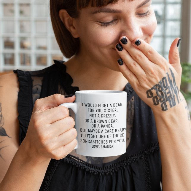 Systergåvor, roligt systergåva, syster mugg. kaffemugg (Skapare uppladdad)