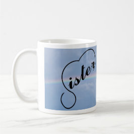 Systerhjärta och regnbåge kaffemugg