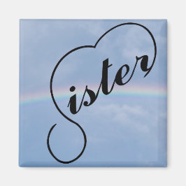 Systerhjärta och regnbåge magnet