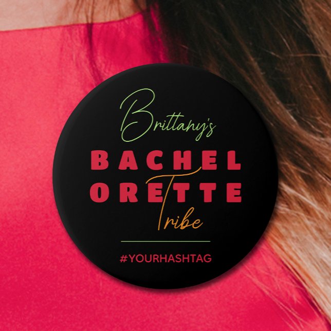 Systerparty-stammen Hashtag Knapp (Personalized Button for her Bachelorette Party)