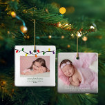 Syster's First jul Colorful Ljus Photo Julgransprydnad Keramik<br><div class="desc">Systrens första jul är perfekten på Baby första jul! Cute, Modern och ändå rustik jul - Helgdag på fototorget, med färgstark färgtråd av julklapp lökar i festive Red, grönt, gult och guld! Lägg till 2 av dina favoritfoton för perfektens ornament! Kontakta oss på cedarandstring@gmail.com om du behöver hjälp med designen...</div>