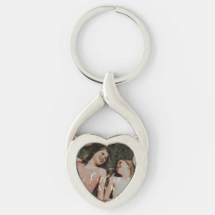Systerskript Monogram Gift för filmfoto Twisted Heart Silverfärgad Nyckelring