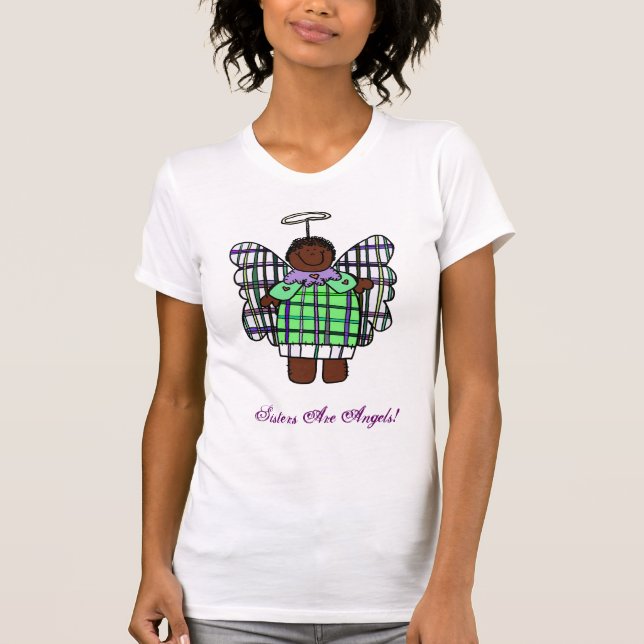 Systrar är änglar! (Afrikansk amerikan T Shirt (Framsida)