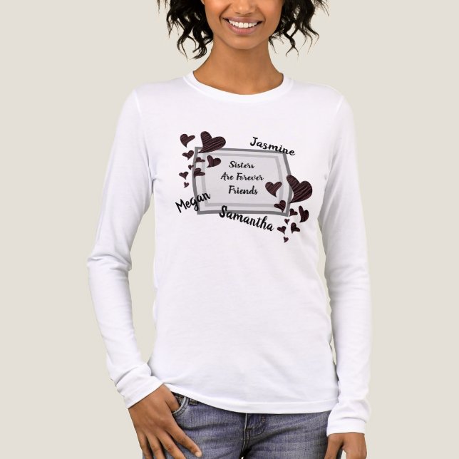 Systrar är eviga vänner BFF röda hjärtan T Shirt (Framsida)