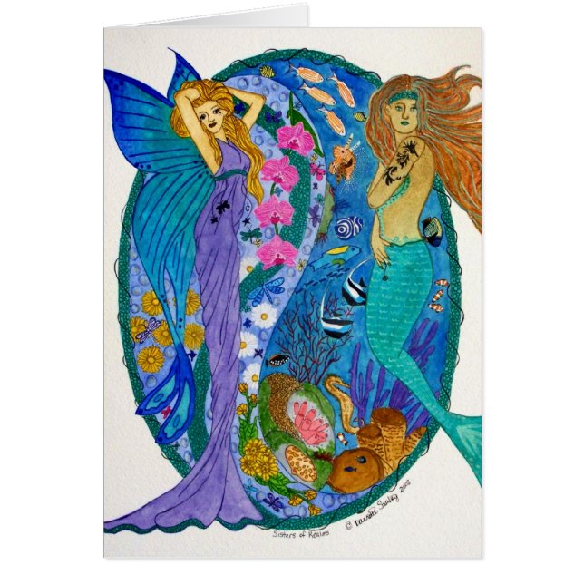 Systrar av sfärkortet hälsningskort (Framsidan)