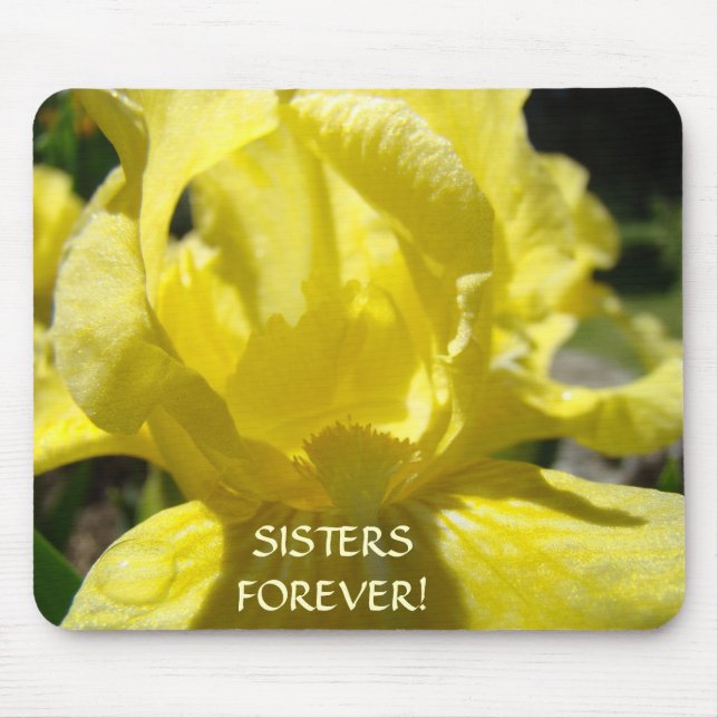 SYSTRAR FÖR EVIGT! Musmattor Julpresent Gul Iris (Framsidan)