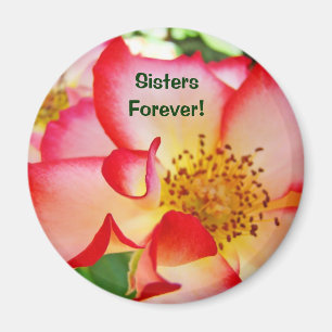 Systrar Forever! magnet Röd Vit Rosa Ros