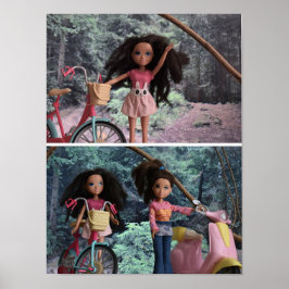 Systrar möts i skogen. poster