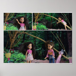 Systrar möts i skogen. poster