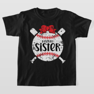 Systrar, namn i baseboll, söt röd fluga t shirt