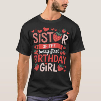Systrar Till Bären Första Födelsedags Tjej Jordgub T Shirt