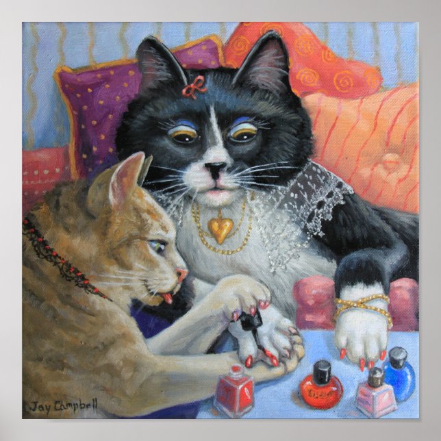 Systrarna "Syster Saker" kattunge gör sitt nagel Poster (Framsidan)