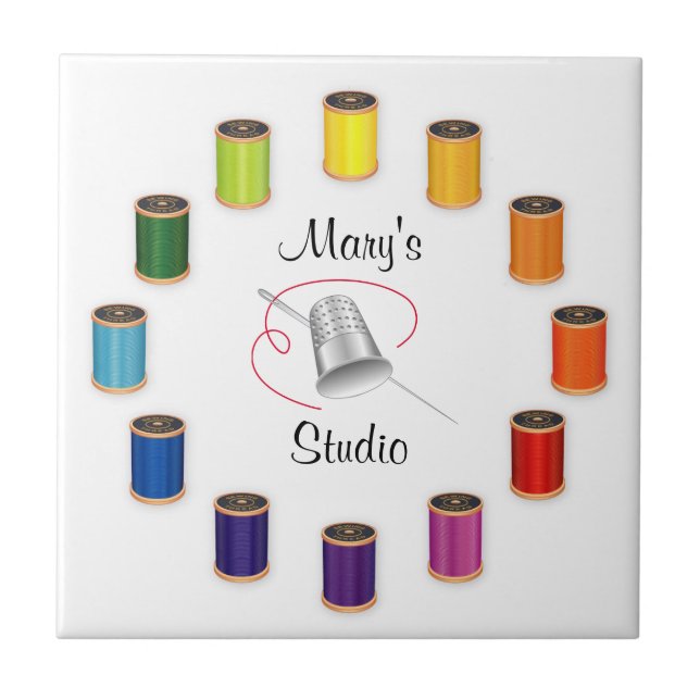 Sytråd, Nål och tråd Kakelplatta (Framsidan)