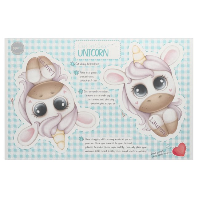 Sytt eget enhörningleksaksmönster tyg (Fat Quarter)