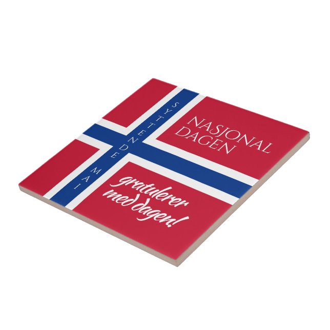 Syttende Mai Mai 17:e norska nationaldagen Flagga Kakelplatta (Sidan)