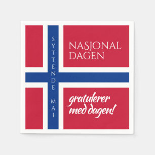 Syttende Mai Mai 17:e norska nationaldagen Flagga Pappersservett