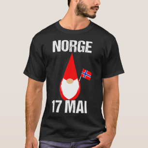 Syttende Mai norska Flagga Norge 17 Mai Tomte Gn T Shirt