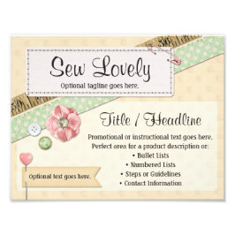 Syttråd, knappar och band - reklamskylt fototryck