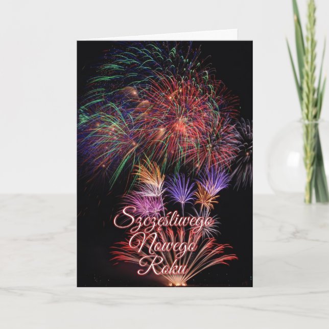 Szczęśliwego Nowego Roku eller gott nytt år Helgkort (Framsida)