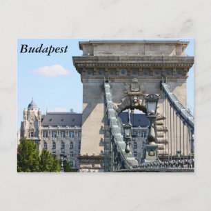 Szechenyi chain Bridge, Budapest, Ungern, Buda.. Vykort