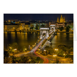 Szechenyi chain Bridge, Budapest, Ungern Hälsningskort
