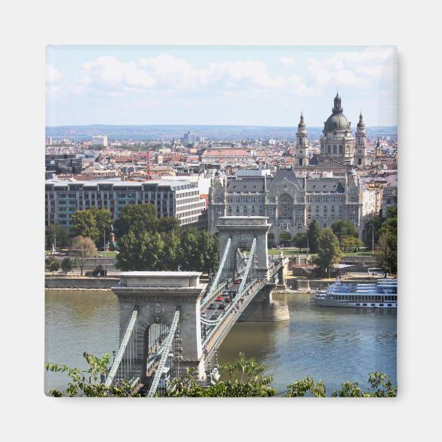 Szechenyi chain Bridge, Budapest, Ungern Magnet (Framsidan)