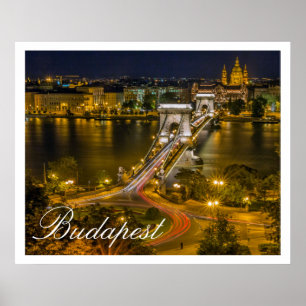 Szechenyi chain Bridge Budapest, Ungern Poster