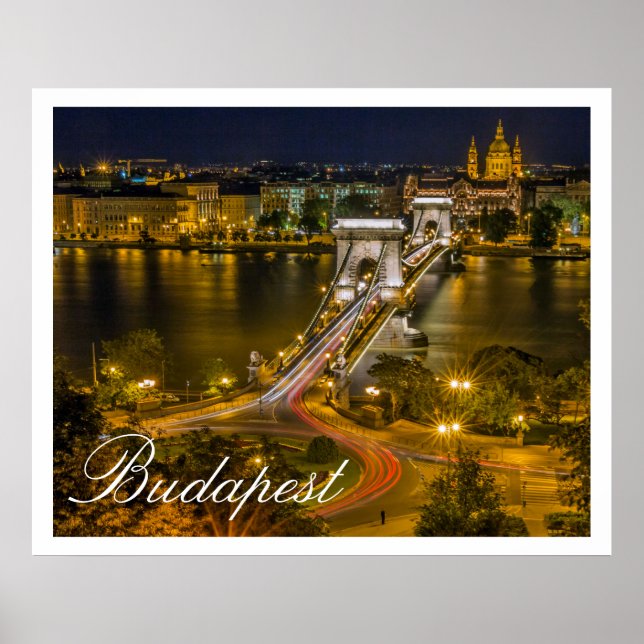 Szechenyi chain Bridge Budapest, Ungern Poster (Framsidan)