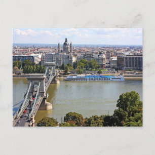 Szechenyi chain Bridge, Budapest, Ungern Vykort