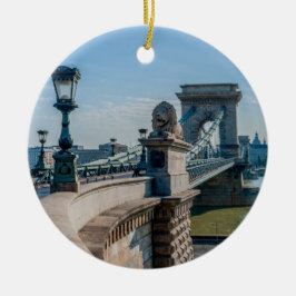 Szechenyi chain Bridge i Budapest, Ungern Julgransprydnad Keramik