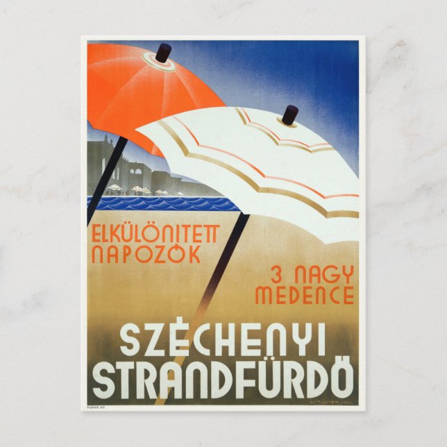 Széchenyi Strandfürdő Hungary Vintage Vykort (Framsida)