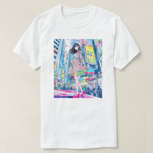 Tシャツ T-shirt｜Colorful JK 寿司娘 GenerativeAI T Shirt (Design framsida)