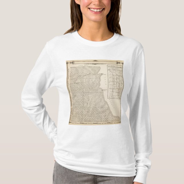 T1417S R3235E Tulare County delar upp kartan T-shirt (Framsida)