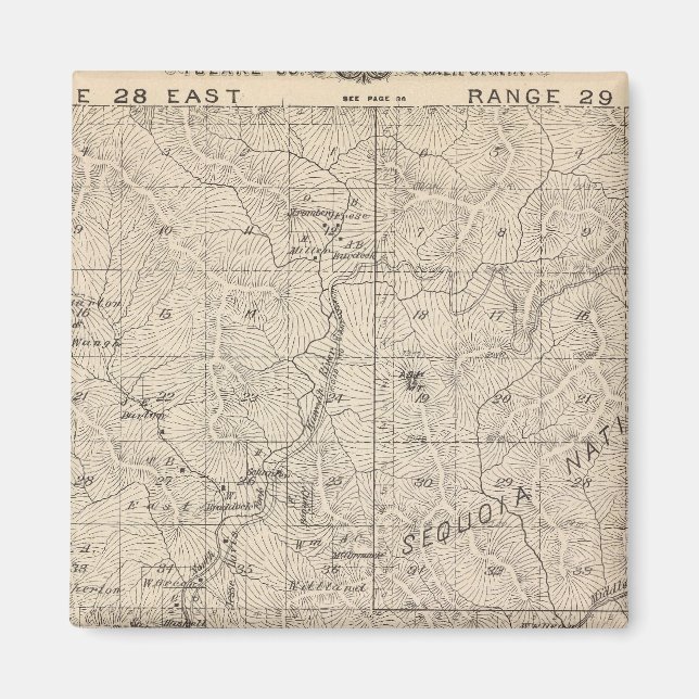 T1617S R2829E Tulare County Section Karta Magnet (Framsidan)