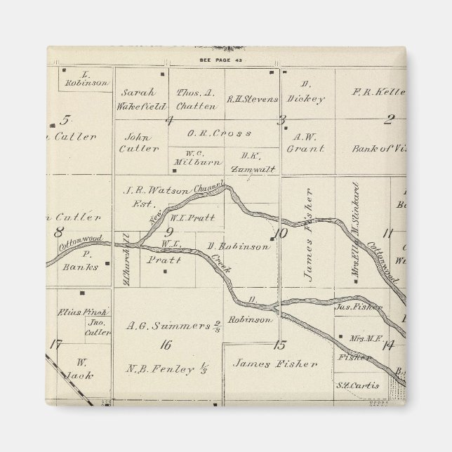 T17S R25E Tulare County Section Karta Magnet (Framsidan)